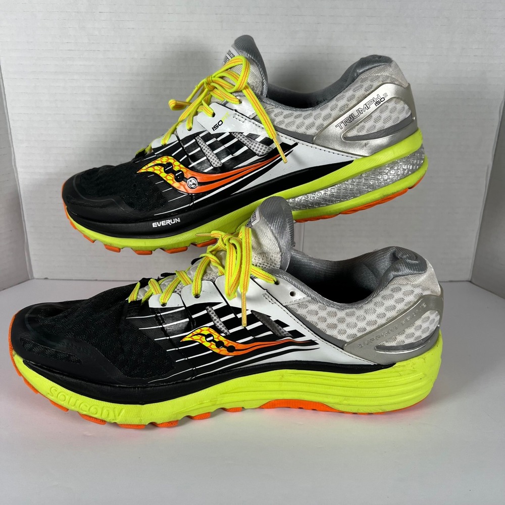 Saucony Triumph ISO 2 Mens 13 Running Shoes Black Neon Yellow S20290-3 EVERUN